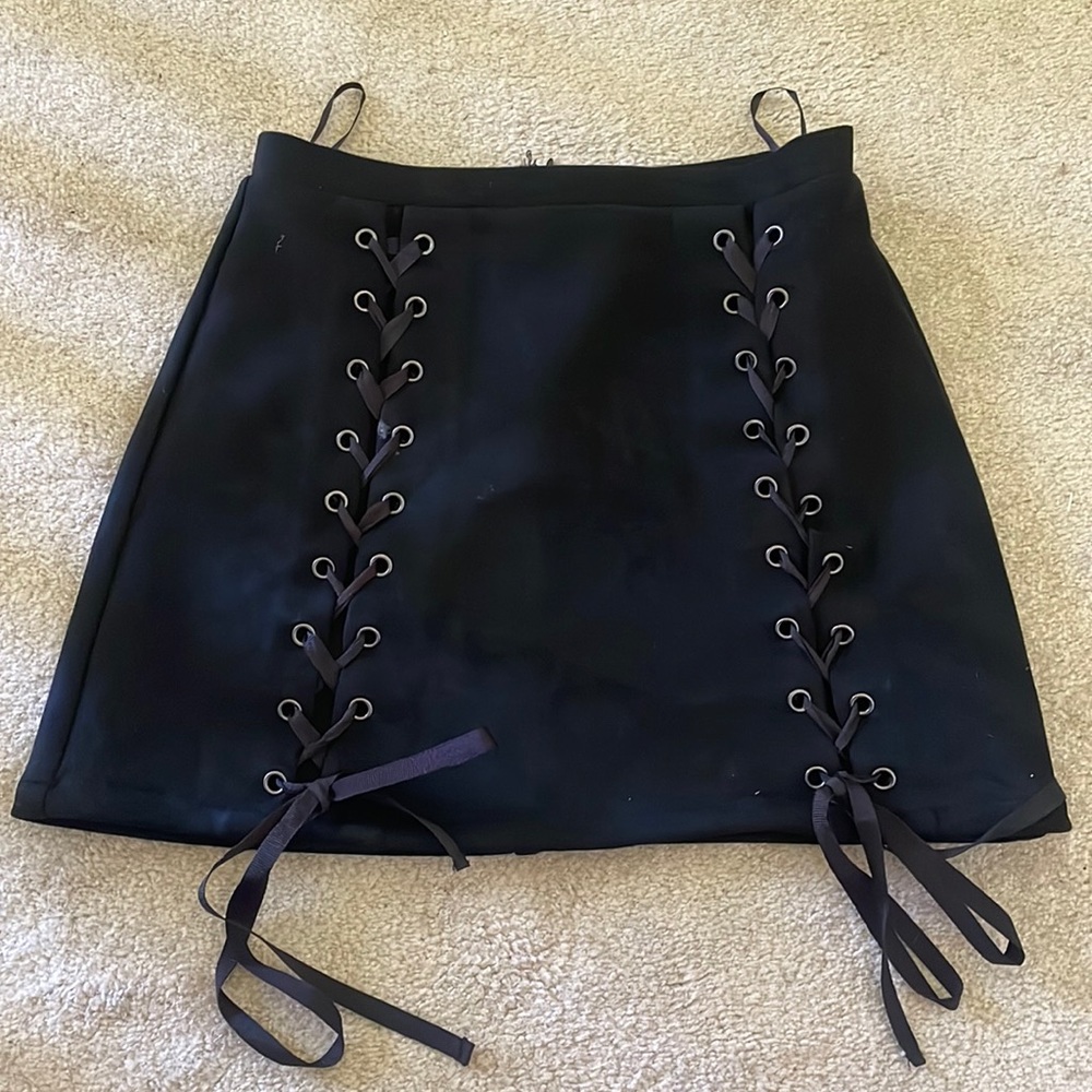 Honey Punch suade black skirt